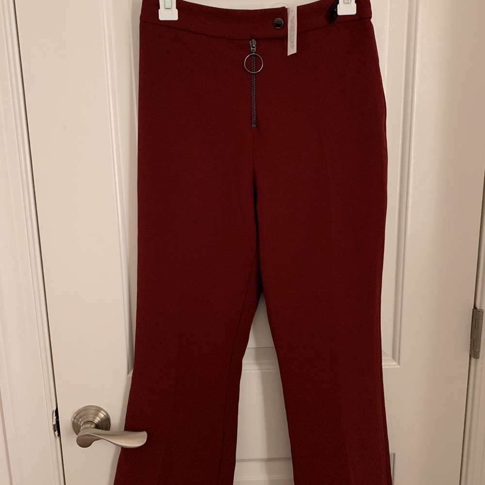 TOPSHOP Burgundy Cropped Pants